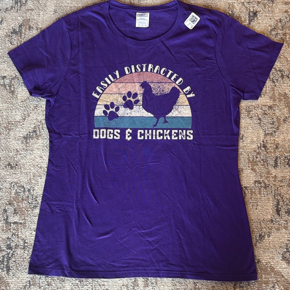 3 for $15 Easily Distracted by Dogs & Chickens shirt Medium
